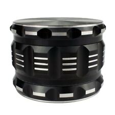Tobacco Herb Grinder 4-Piece Metal 2 inch Large Magnetic Top Black Millstone picture