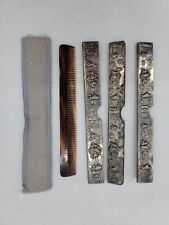 Set of 3 Antique Comb Sheaths + Playboy Comb + Felt Pouch picture