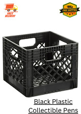 16QT Plastic Heavy-Duty Plastic Square Milk Crate Black(FAST SHIPPING)) picture