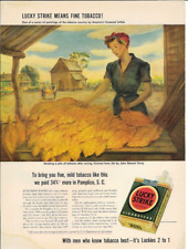 1942 LUCKY STRIKE Cigarettes Tobacco Farm Vintage Magazine Print Ad 10.25