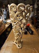 DISTRESSED CAST IRON Free Standing Open Scroll  VASE Kitchen Garden DECOR 9x4 picture