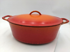 Vtg Descoware Red Orange Ombre Oval Dutch Oven FE 18 Kitchenware Roaster Pot picture