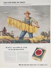 1942 Lucky Strike Cigarettes Fortune WW2 Print Ad Q2 Tobacco Farmer Hahira, GA picture