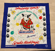 Vintage SPUDS MACKENZIE Blue Cotton Bud Light Beer Logo Bandana Handkerchief picture