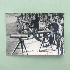LATER 1800s, INDIAN WARS ERA ENGRAVING, PICTURE SHOWING SOLDIERS & GATLING GUNS picture