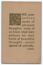 c1910's Motto Ruskin Make Your Selves Nest Of Pleasant Arts Crafts Poem Postcard picture