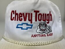 Vintage Chevy Tough Snap Back Rope Hat Anytime Bulldog Trucker Hat picture