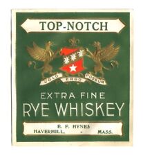 Set of 2, Pre-Pro TOP-NOTCH Rye Whiskey Labels - Haverhill MA Large Quart-size picture