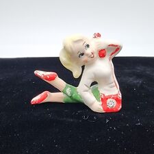 Chalkware Young Girl on Phone Kitschy Vintage MCM 2.75