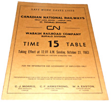OCTOBER 1963 WABASH RAILROAD COMPANY BUFFALO DIVISION CN EMPLOYEE TIMETABLE #15 picture