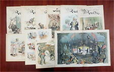 Benjamin Harrison 1880's Puck & Judge Political Cartoons Lot x 10 color prints picture
