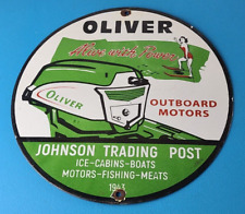 Vintage Oliver Outboards Porcelain Sign - Boat Motor Gas Engines Pump Sign picture