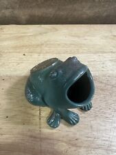 Antique W R Campbell Funeral Supplies Advertising Painted Metal Frog  picture