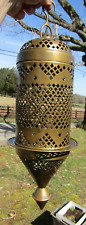 Antique Brass Lantern Pierced Moroccan Hanging Lamp Light Candle Holder 20