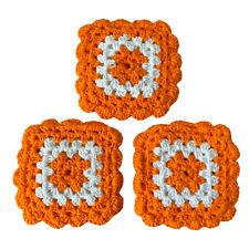 Orange and White Crochet Retro Vintage Kitchen Hot Pads Pan Holder Coasters Set picture