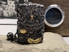 Zippo Dragon Gold & Black Zippo Lighter Heavy New In Wood Box picture