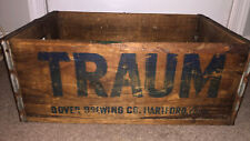 VINTAGE 40S TRAUM DOVER BREWING CO. METAL BANDED WOOD BEER CRATE HARTFORD, CT picture