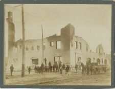 Burned down Johnson Fuller office fire carriage people antique photo Wisconsin picture