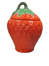 Vintage Handpainted Strawberry Cookie Jar Canister Retro 1970's picture