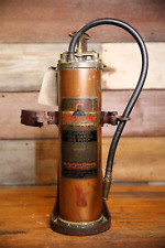 Vintage FYR FYTER copper brass Fire Extinguisher w/ Wall Bracket Captain EMPTY picture