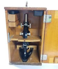 Vintage Carl Zeiss Jena Microscope with Lenses and Wooden Box, Pre-1940's picture