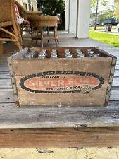 Antique Silver Fox New York Old Wooden Soda Crate With 24 Silver Fox Bottles picture
