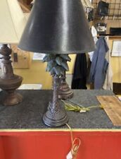 Vintage Coconut Palm Tree Table Lamp Monkeys Brown Shaded Light picture