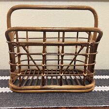 Excellent Vintage Condition MCM Rattan/Bamboo Magazine/Record Holder 18H X 19L  picture