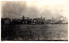 RPPC Stream Tractor Harvesting Hay Grain Horse Wagon Train Postcard c. 1910 picture