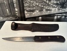 Old Antique Hand Forged Vintage Unknown Knife ~  W/ Made In USA Stamped + Sheath picture