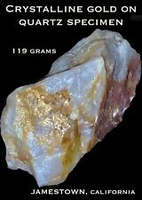 119g Natural Raw Crystalline Gold On Quartz Specimen From California - Very Rare picture
