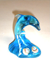 FENTON BLUE DOLPHIN FIGURINE HAND PAINTED AND SIGNED picture