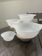 Glasbake Cinderella Nesting Mixing Bowls Opal White Set Of Four Vintage picture