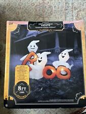 Brand New Gemmy 8ft 3 Ghost Boo  Halloween inflatable, Light Up, Sealed picture