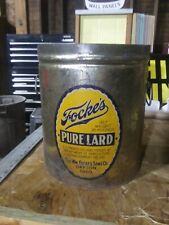 Antique Vintage Focke's Pure Lard 25 Lb Tin Can Pound Handles Large Dayton OH picture