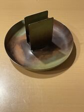 Vintage 1940’s YSTAD BRONS SWEDEN Round Ashtray With Holder For Matchbox picture