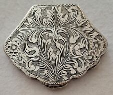 Antique 800 Silver Women's Compact Powder Puff Mirrored Made in Italy Etched picture