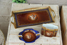Vintage bohemia Carlsbad marked porcelain napoleon smoking set ashtray tray  picture