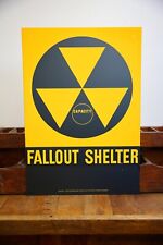 Vintage 1950s Civil Defense Fallout Shelter Sign Cold War Atomic Bomb Military picture