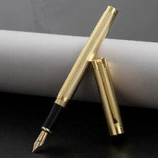 Jinhao 899 Reticulated Metal Fountain Pen, Fine Nib, Converter & 2 Refills, Gold picture