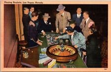 Las Vegas Nevada NV Roulette Table Casino Vintage Linen Postcard Unposted Unused picture