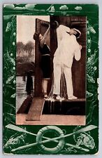 eStampsNet - Postcard Vintage Women in Bathing Suit Splashing Shower on Man picture