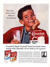 Vintage 1958 Carnation Instant Milk Young Boy With Milk Mustache Advertisment picture