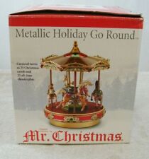 NEW 2002 ORIGINAL MR CHRISTMAS METALLIC HOLIDAY GO ROUND CAROUSEL, MUSICAL picture