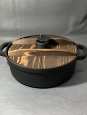 Nambu Ironware Shabu-Shabu Pot, Hoko With Wooden Lid, 25Cm, Depth 8.5, Weight 3. picture