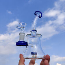 16CM Hookah Water Pipe Blue Glass Shisha Bong Smoking Beaker Base Bong + Bowl picture