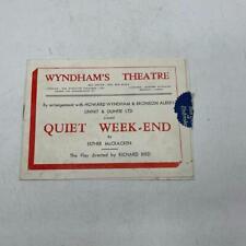Vintage Playbill Theater Program Wyndham Theatre Quiet Week-End 1940's picture