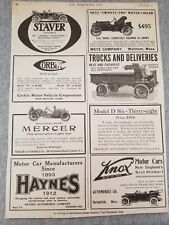 1911 Various Car Manufacturers Vtg Print Ad Staver Metz Corbin Mercer Knox picture