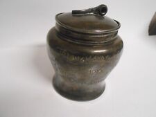 rare antique silver-plate pink tobacco jar humidor pipe on lid Home Watch Co picture