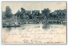 1899 Boating Scene Greetings from Gothmund Lübeck Germany Posted Postcard picture